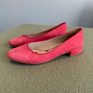 BODEN Women’s Pink Ballerina Flats Suede Low Heel Leather Slip On - Sz 39/ 8 US.
